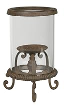 Iron Rust Hurricane Glass Candle Holder