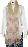 Organza Silk Scarves with Round Print Rectangular 27 x 69