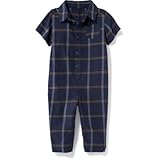 オールドネイビー OLD NAVY/ プラッド ロンパース ブルー プラッド ロンパース半袖 6～12ヶ月【並行輸入】