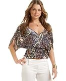Rampage V-Neck Printed Dolman-Sleeve Top