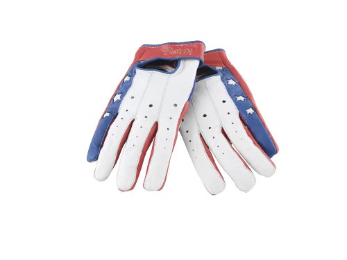 Knog Herren Lederhandschuh Starsky and Clutch, rot/creme/blau, lang, M