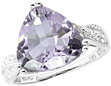 10K White Gold 8 CT Genuine Light Amethyst Diamond Accent Ring