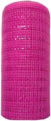 TMI Gifts Designer Netting, 10-Inch by 10-Yard, Hot Pink with Hot Pink Foil