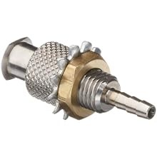 Luer Stainless Steel 316 Female Bulkhead Adaptor, For 3/32" Tube, 1/4-32 Thread