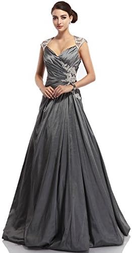 Vampal Grey Illusion Lace Applique Long Taffeta Mother Of The Bride Dresses 18W Grey