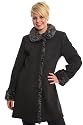 Grey Wool Faux Fur Trim Womens Fashion Winter Coat