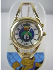 Gold Looney Tunes Marvin the Martian Watch with Backlight - Marvin the Martian Jewelry Cuff Watch