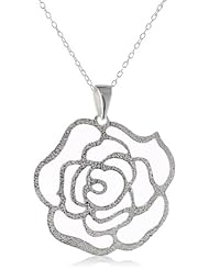 Sterling Silver Open Rose Pendant Necklace, 18"