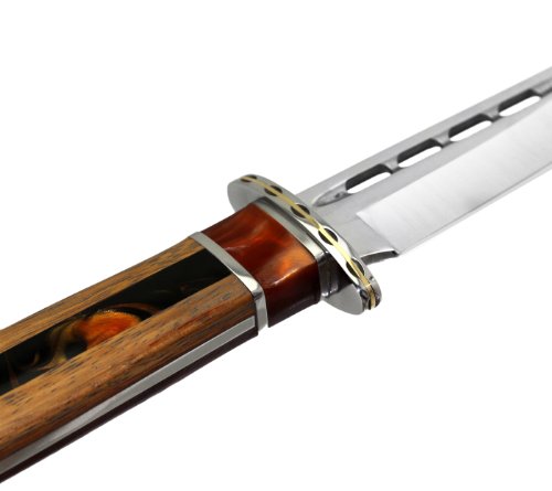 Columbia couteau de chasse avec manche en bois décoré et lame de 440-C en acier inoxydable avec gaine