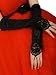 Artwedding Beaded Satin Fingerless Elbow Wedding Gloves with Lace Details-Black-One Size
