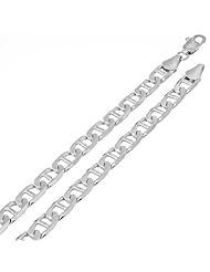 6MM Thick 14k Heavy White Gold Plated Mariner/Marina Link Anchor Chain Necklace - Lifetime Warranty