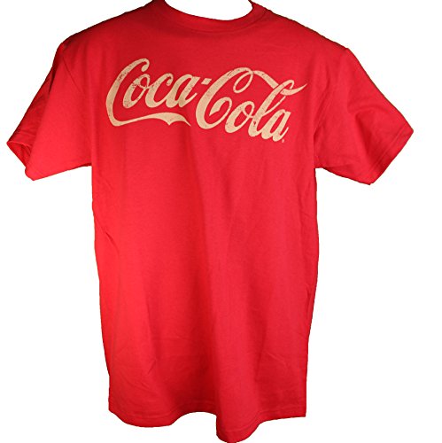 Coca Cola Gold Lettering Script Logo Red Tee Shirt XL