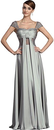 Dressesinstock Women's A-line Square Short Floor-length Evening Dress 16 Silver