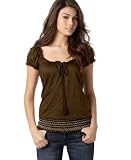 6 Degrees Short-Sleeve Tie-Neck Peasant Top