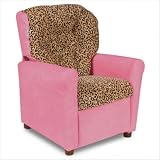 Kitty Classic Seven Button Pretty Pink Cheetah Kids' Recliner Chair