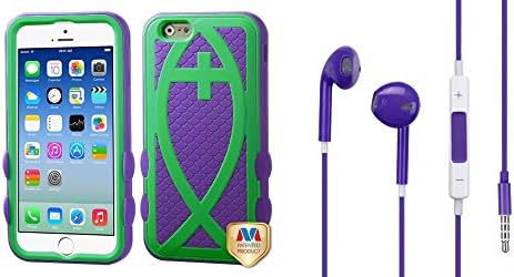 Combo pack MYBAT Rubberized Green/Dark Purple Fish Hybrid Protector Cover for APPLE iPhone 6 And MYBAT Purple Stereo Handsfree (745) (with Package) for APPLE The new iPad APPLE iPhone 4S/4 APPLE iPad 2 APPLE iPod touch (4th generation) APPLE iPad APPLE iPod nano (6th generation) APPLE iPod shuffle (4th generation) APPLE iPhone 3GS/3G APPLE iPod touch (3rd generation) APPLE iPod nano (5th generation) APPLE iPhone 5S/5 APPLE iPod touch (5th generation) APPLE iPad Mini APPLE iPod nano (7th generati