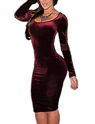 Bateau Neck Long Sleeves Velvet Bodycon Dress/Club Dress/Party Dress 