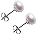 D'AMA Sterling Silver Stud Earrings, Button Freshwater Cultured Pearls AAA Quality