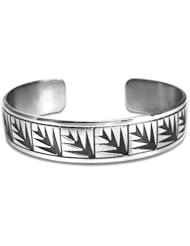 Sterling Silver Palm Leaf American Quilt Bracelet. Made in USA.