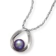 18" 14K White Gold Necklace and Slide Featuring a Beautiful 6.5-7mm Dyed Cultured Akoya Pearl