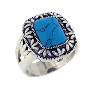 Size 7 Square Cut Turquoise Rings