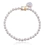 18k Yellow Gold Plated Sterling Silver Genuine Diamond Accent Heart Charm Bracelet, 7.25"