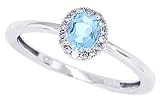 0.45ct Oval Aquamarine Ring with Diamonds in 14Kt White gold