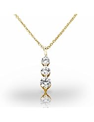 14KT Yellow Gold Brilliant Graduated Diamond Pendant Featuring Three Round Brilliant Diamonds. 1 CTW