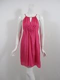 Very J womens hot pink sleeveless silk smocked babydoll dress