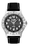 Club Boys Black Leather Strap Watch With Black Dial A14102S3A