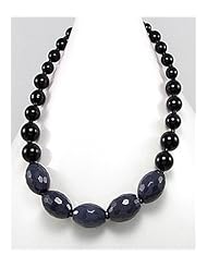 Midnight Blue Natural Stone Necklace In Brass