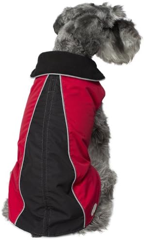 Legitimutt Storm Tech with Fleece Geometric Dog Coat, Size 12, Red/Black