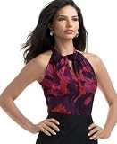 T Tahari Sleeveless Printed Tie-Neck Silk Top