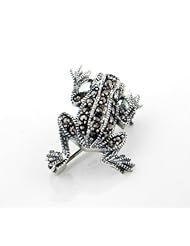 Sterling Silver Marcasite Frog Lapel Pin or Brooch