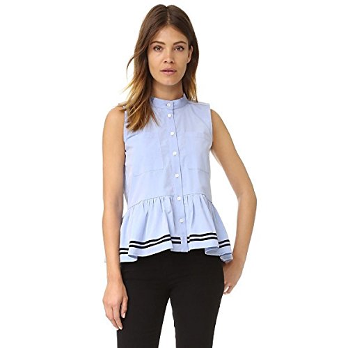 シー Sea レディース カットソー Sleeveless Ruffle Top Blue [並行輸入品]