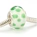 Murano Style Glass Lampwork Bead Fits Pandora White With Green Dots 14mm (1)