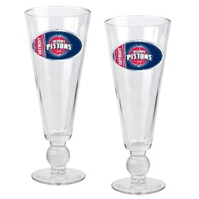 Detroit Pistons NBA 2pc Pilsner Glass Set with Basketball on stem - Oval Logo by