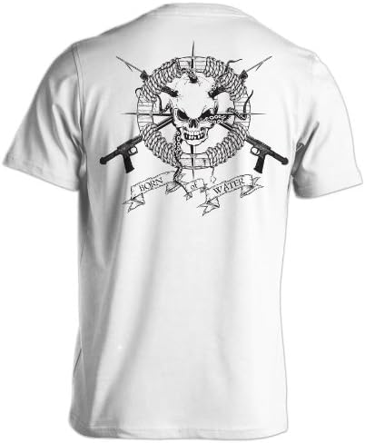 Born of Water Spearfishing Shirt: Skull & Spearguns - White - XL