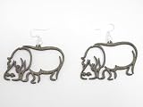 Tan Hippo Wooden Earrings