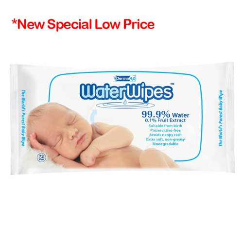 DermaH2O WaterWipes Pack of 72 Baby Wipes