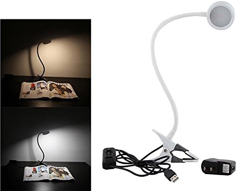 Firstinnovation Flexible Eye Care LED Desk Light Lamp 5050 SMD Dimmable Reading Study Lamp, Two Light Colors(Warm White Colors and White Colors) and Two Level Brightness Control For Every Kind of Color with US Adapter (White)