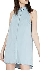A-line Sleeveless Asymmetric Denim  Dress