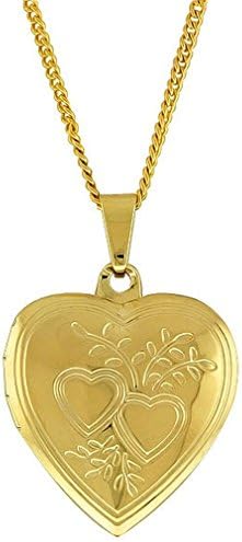 Crystalbella Stunning Golden Tone Heart Shape Locket Pendant With 28" Chain Jewelry