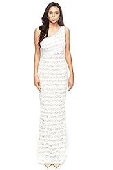 Nylon/Polyester/Spandex One Shoulder Floor Length Lace  Dress