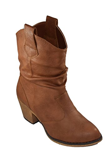 Charles Albert Women's Modern Western Cowboy Distressed Boot with Pull-Up Tabs (6, Cognac)