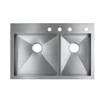 KOHLER K-3823-4-NA Vault Offset Kitchen Sink with Four-Hole Faucet Drilling