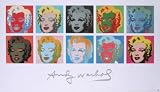 10 Marilyns on White Background By Andy Warhol. Size: 31.5 x 54.75 Inches. Rare Art Print