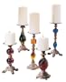 CBK Ltd Cast Iron Assorted Pillar Candleholders, Set of 5, Antique Gold Finish