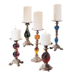 CBK Ltd Cast Iron Assorted Pillar Candleholders, Set of 5, Antique Gold Finish by CBK Ltd.