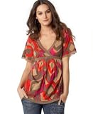 DKNY Jeans Printed Short-Sleeved Babydoll Jersey Top